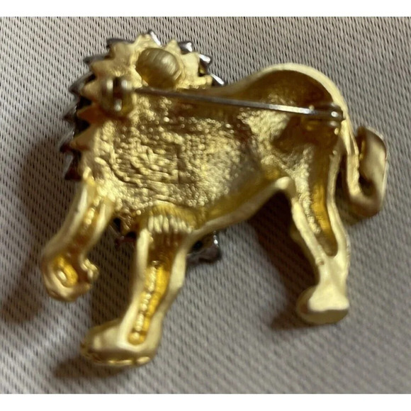 Lion Cub Gold Tone‎ With Silver Marcasite Mane Brooch Pin 1.5” - Picture 2 of 3